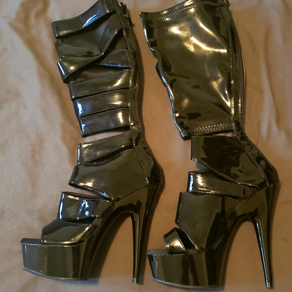 Pleather Pleaser Platform Boots